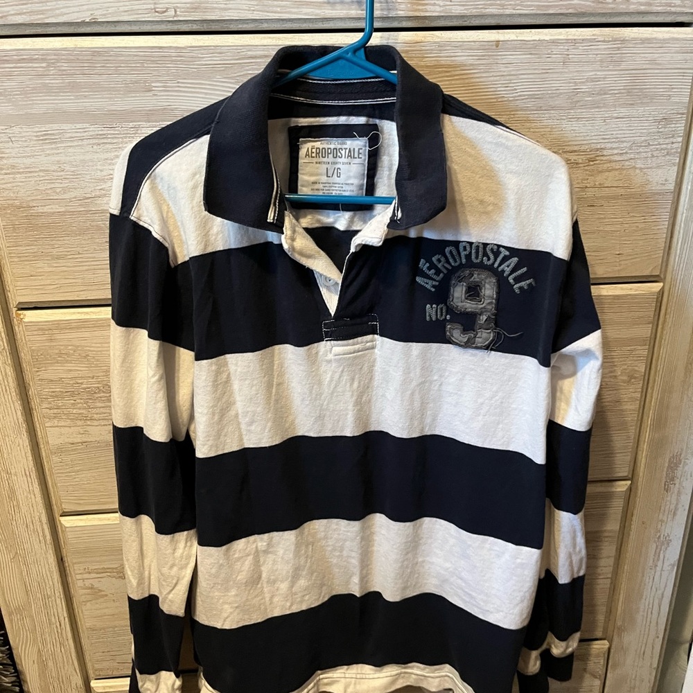 Aeropostale blue/white large long sleeve t-shirt